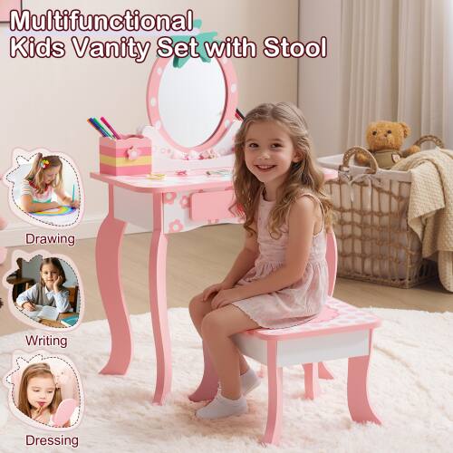 Multifunctional Kids Vanity Set with Stool

- Drawing
- Writing
- Dressing
