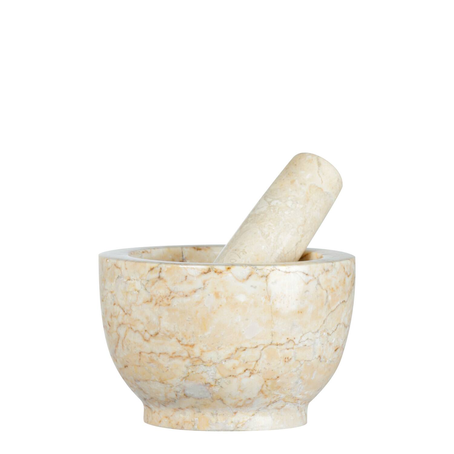 Cilio - Champagne Marble Mortar & Pestle, 4-Inch Height - White