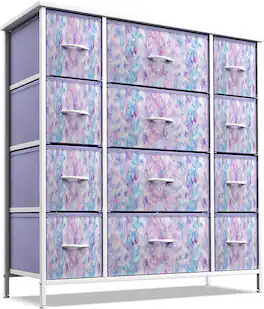 Sorbus - Dresser with 12 Drawers - Chest Organizer Unit with Steel Frame Wood Top and Handle - Large Dresser for Bedroom - Tie dye purple