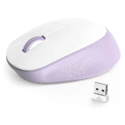 Front. Stock Preferred - Portable 2.4GHz Wireless Silent Mouse – White Purple - White Purple.
