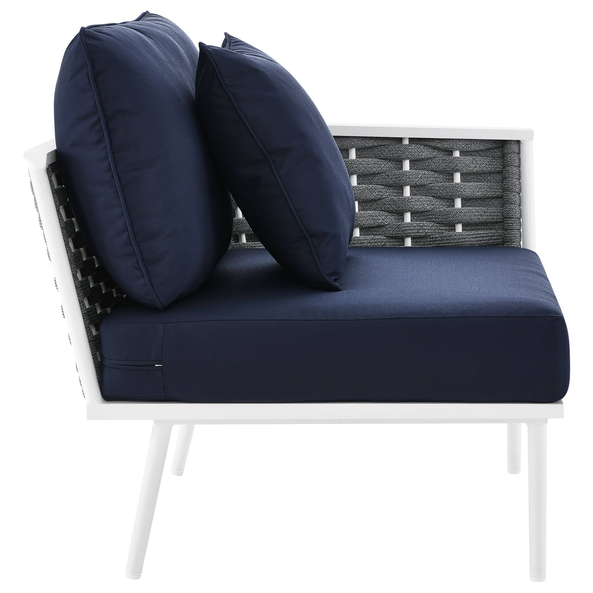Alt View 1. Modway - Stance Outdoor Patio Aluminum Right-Facing Armchair by Modway - White Navy.