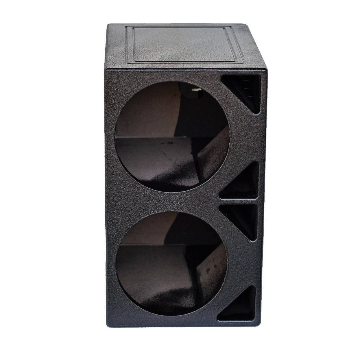 Alt View 10. QPower - QPower QBOMB10TB Dual 10 Inch Triangle Ported Subwoofer Box w/ Bedliner Spray - Charcoal Black.