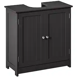 PULUZ - Pedestal Sink Storage Cabinet, Bathroom Sink Cabinet with U-Shape Cut-Out and Adjustable Shelf - Black