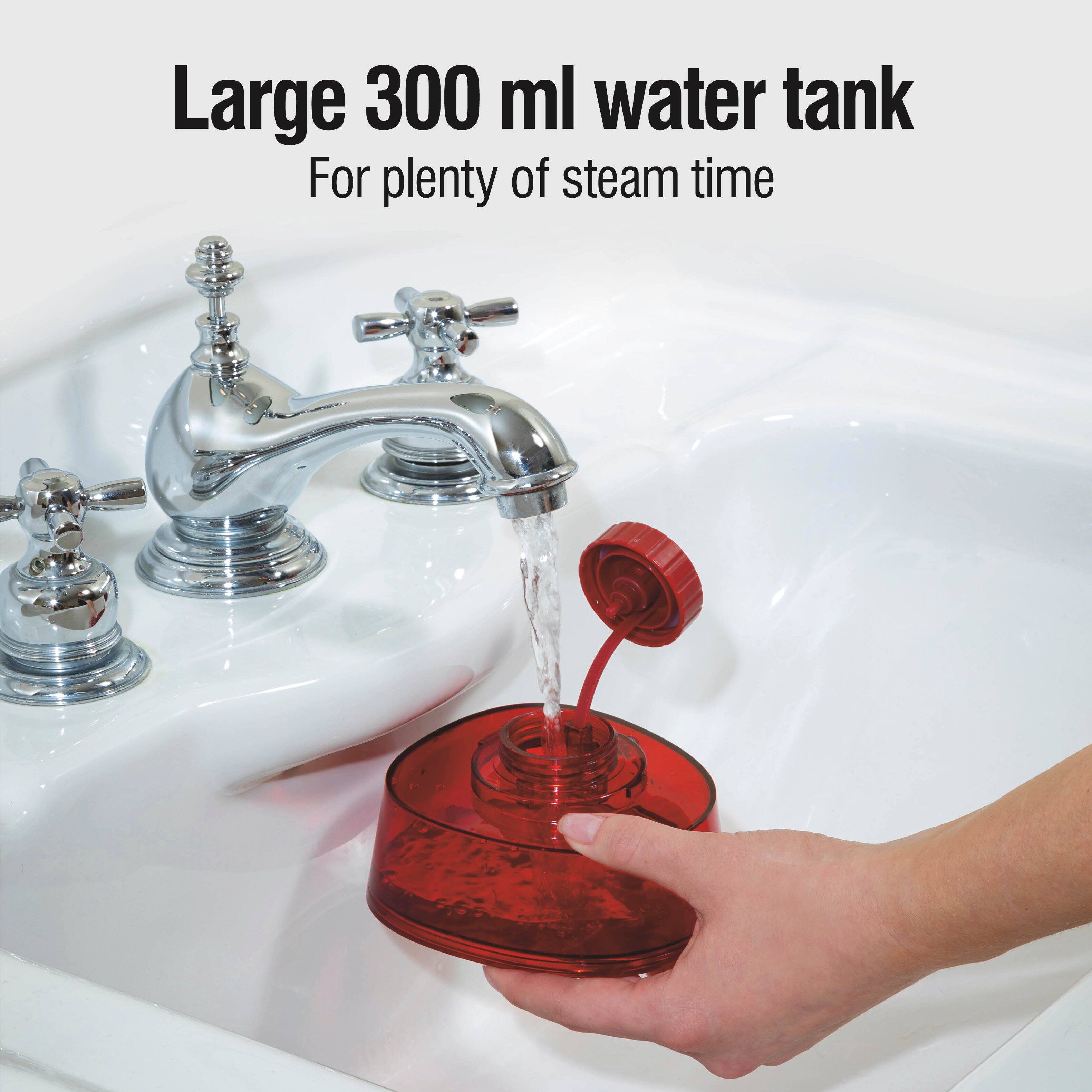 Large 300 ml water tank  
For plenty of steam time