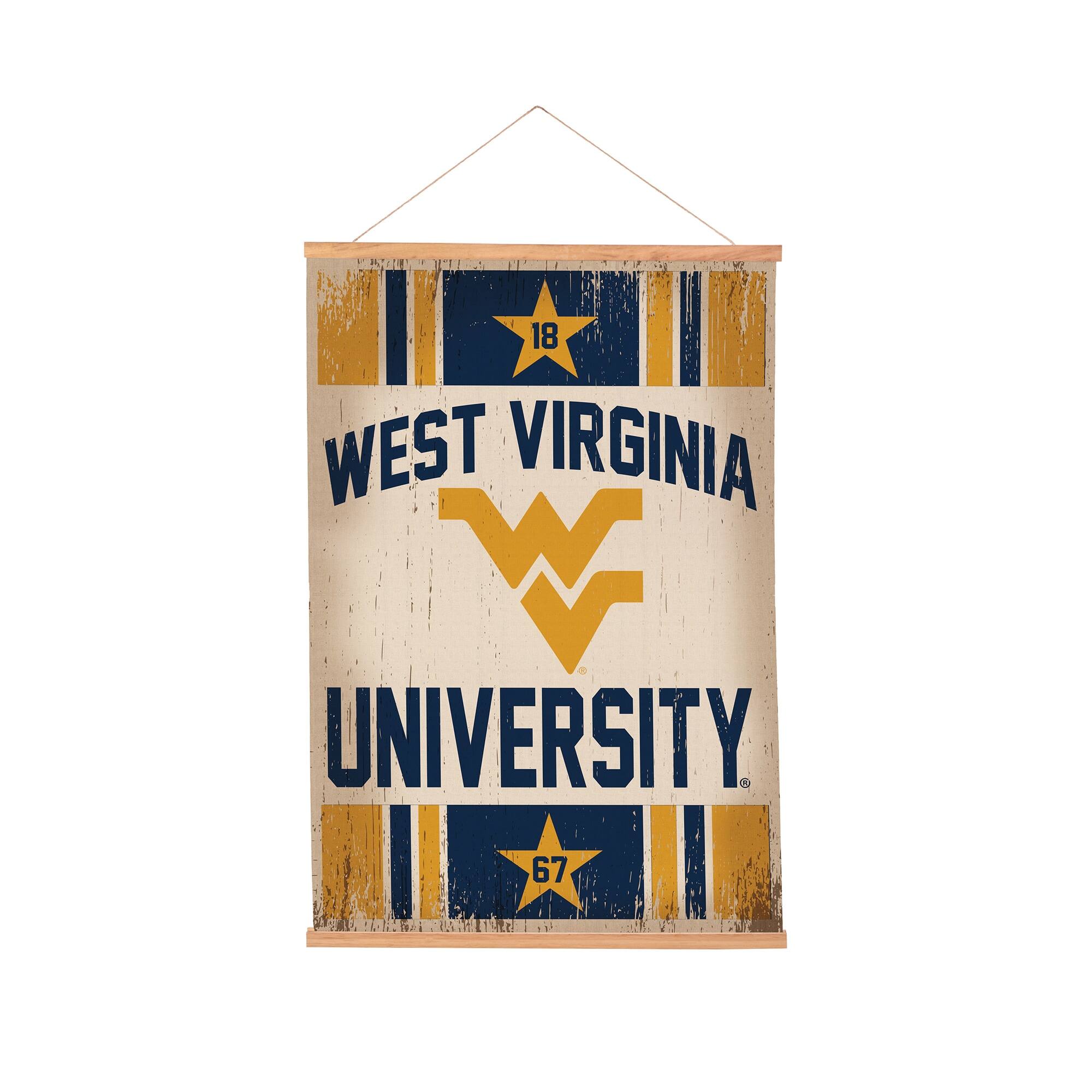 West Virginia Mountaineers 24" x 36" Antique Style Canvas Wall Art Tapestry with Wood Frame