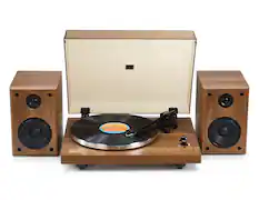 Front. Arkrocket - Arkrocket Cassini Bluetooth Vinyl Turntable Record Player 40Watt Stereo Bookshelf Speakers - Dark Walnut.