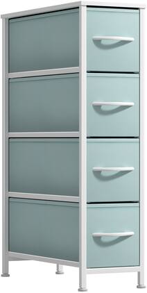 Sorbus - Narrow Dresser with 4 Drawers, Vertical Slim Storage Chest of Drawers with Steel Frame - Aqua