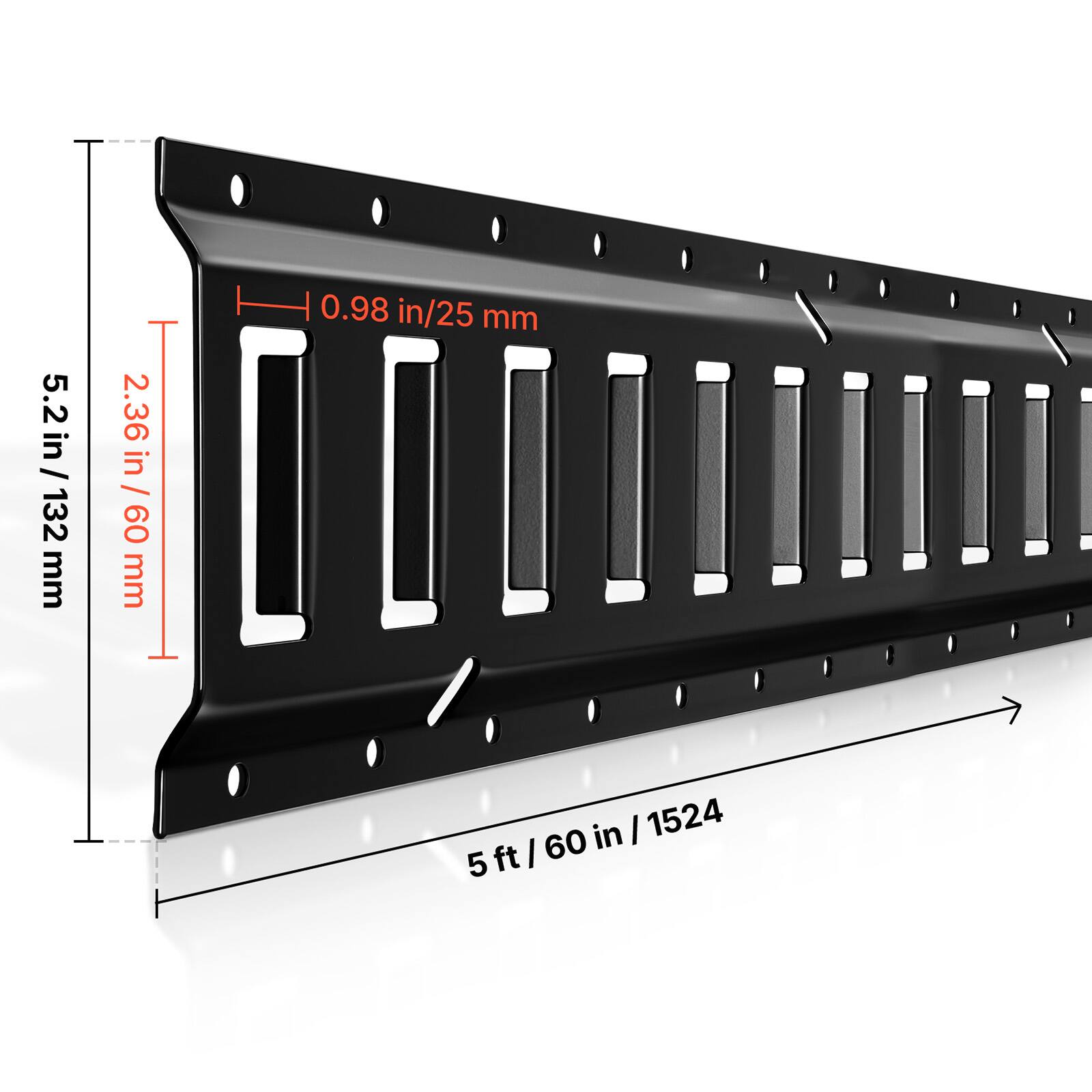 5.2 in / 132 mm  
2.36 in / 60 mm  
0.98 in / 25 mm  
5 ft / 60 in / 1524 mm