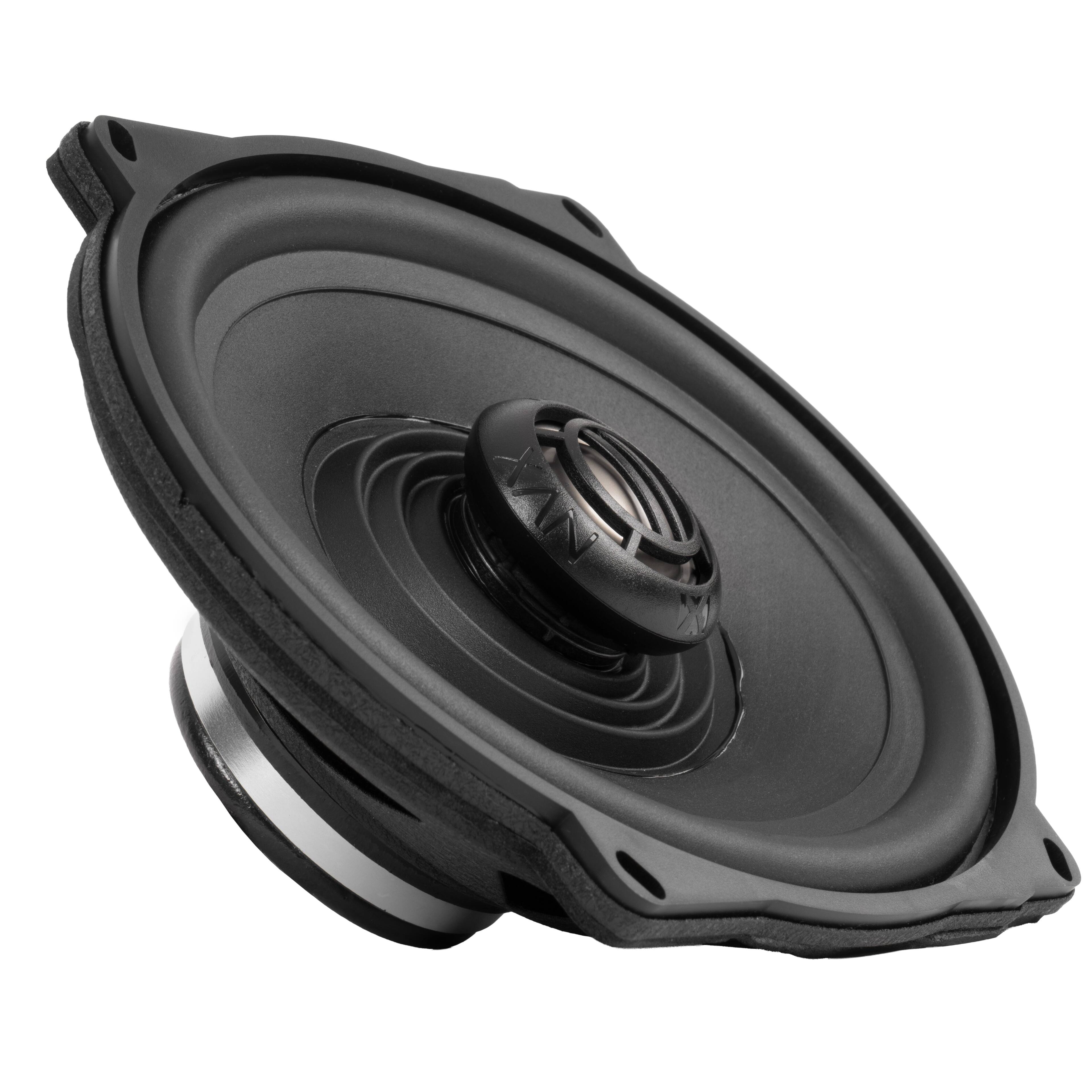 Back. NVX - XFHD57L 300W RMS 5x7in XF-Series 2-Ohm OEM Saddlebag Lid Speakers for Select 1998-up Harley Davidson Motorcycles.