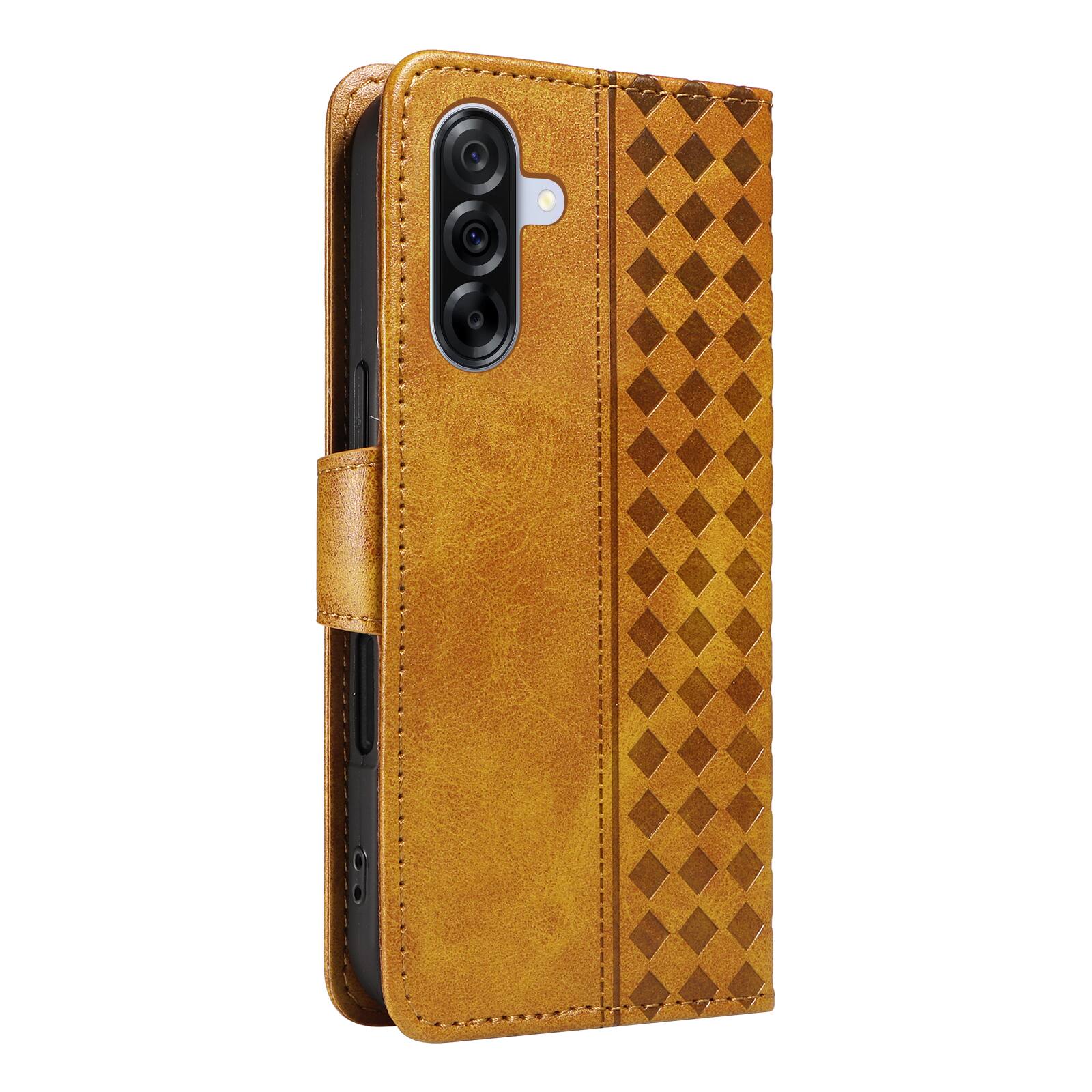 Alt View 1. Dteck - For Samsung Galaxy A17 5G Shockproof Leather Folio Kickstand Card Slots Wallet Case with Strap - Yellow.