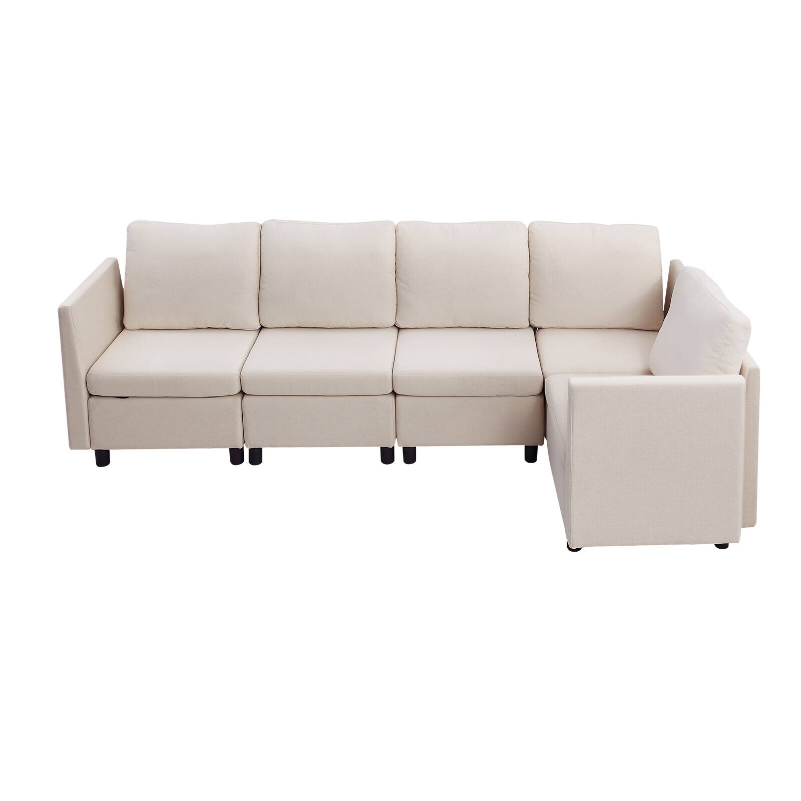 Alt View 5. VEVOR - Modular Sectional Sofa, Modern 5-Seater Modular Sofa with Hidden Storage, Cloud Sectional Couch with High Rebound Sponge - Off-white.