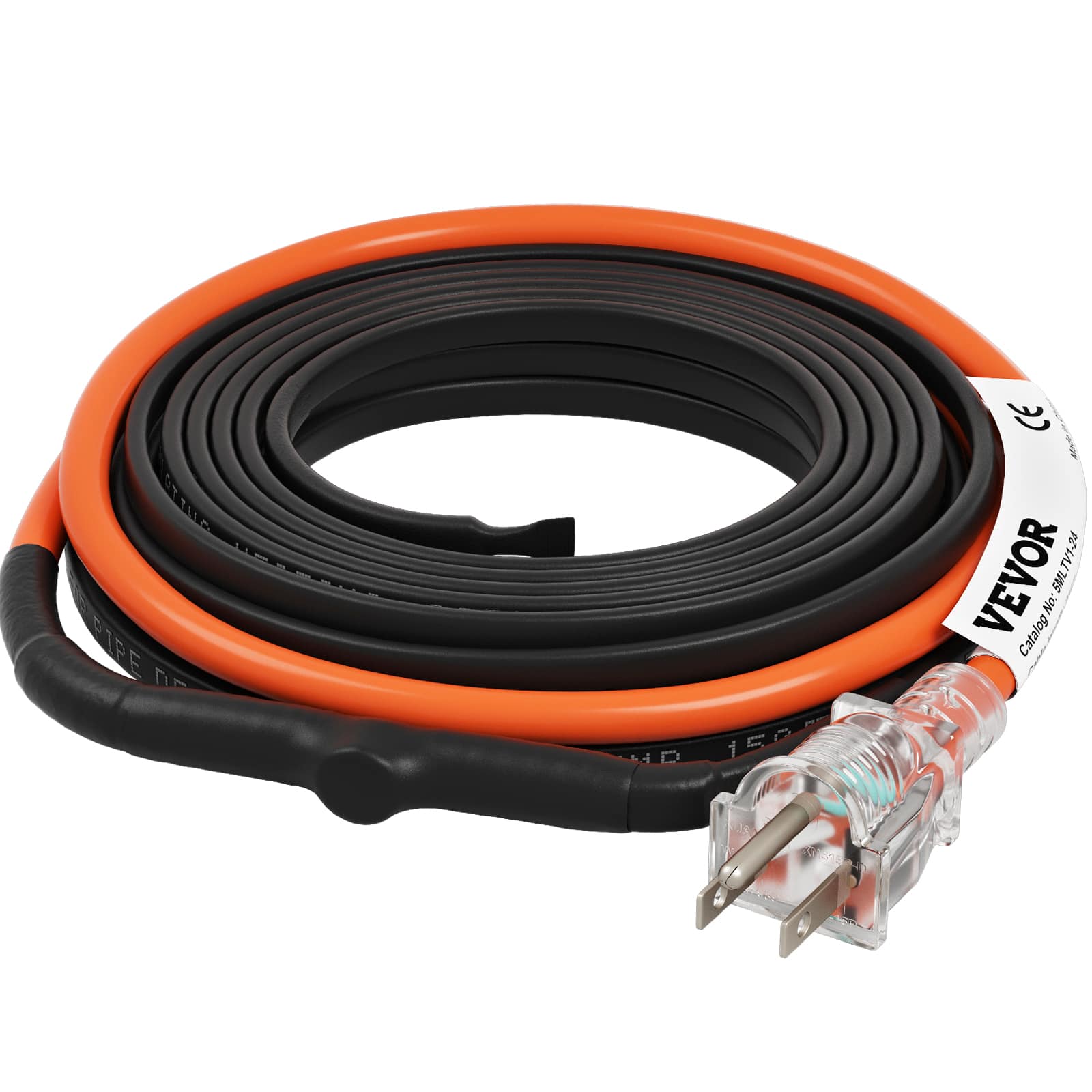 VEVOR - Self-Regulating Pipe Heating Cable, 24-feet 5W/ft Heat Tape for Pipes Freeze Protection, Protects PVC Hose - Black;Orange price history on PriceWatchPro