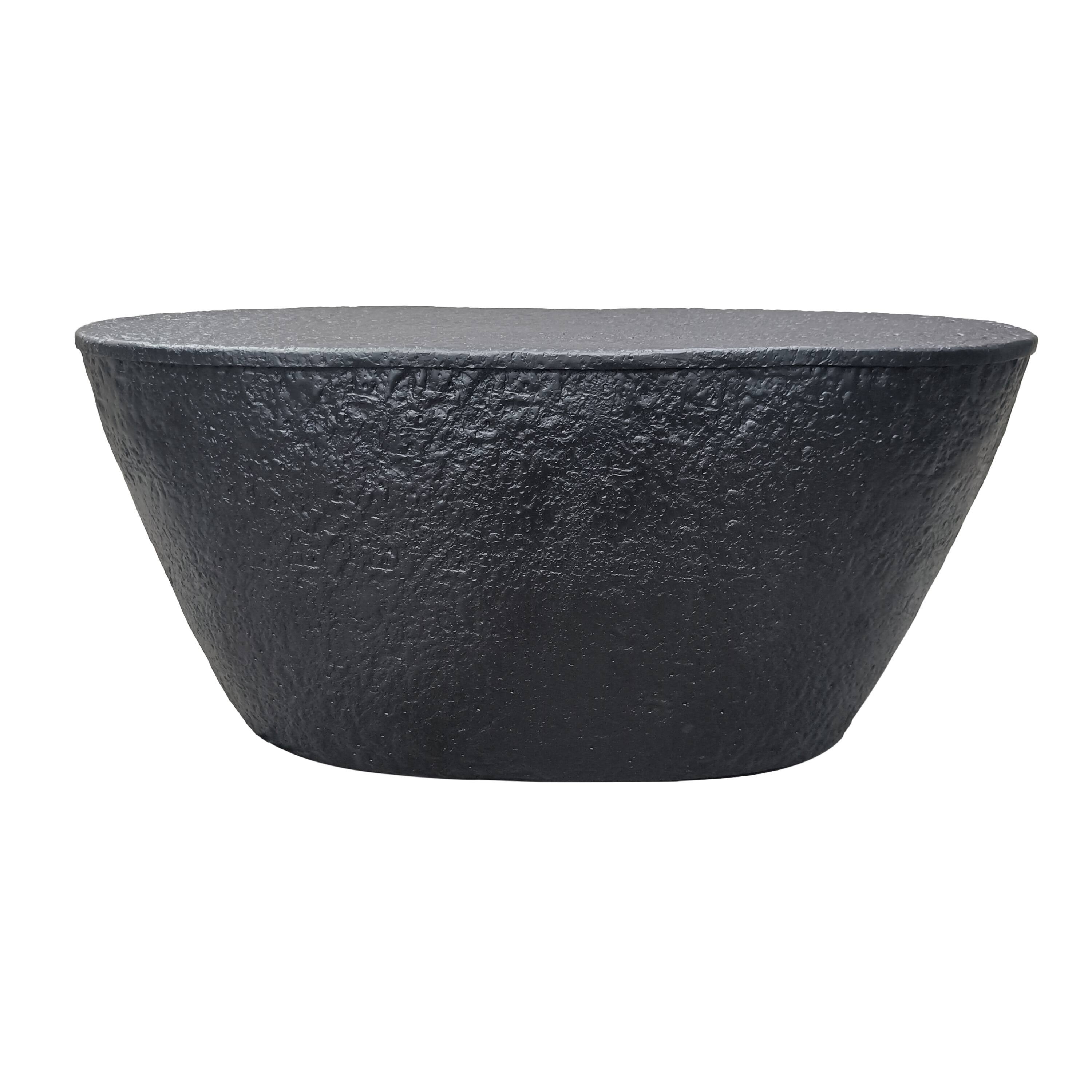 Alt View 1. Manhattan Lane - Josi 36 Inch Coffee Table, Handcrafted Hammered Design, Matte Black Sculptural Aluminum Frame - Black.