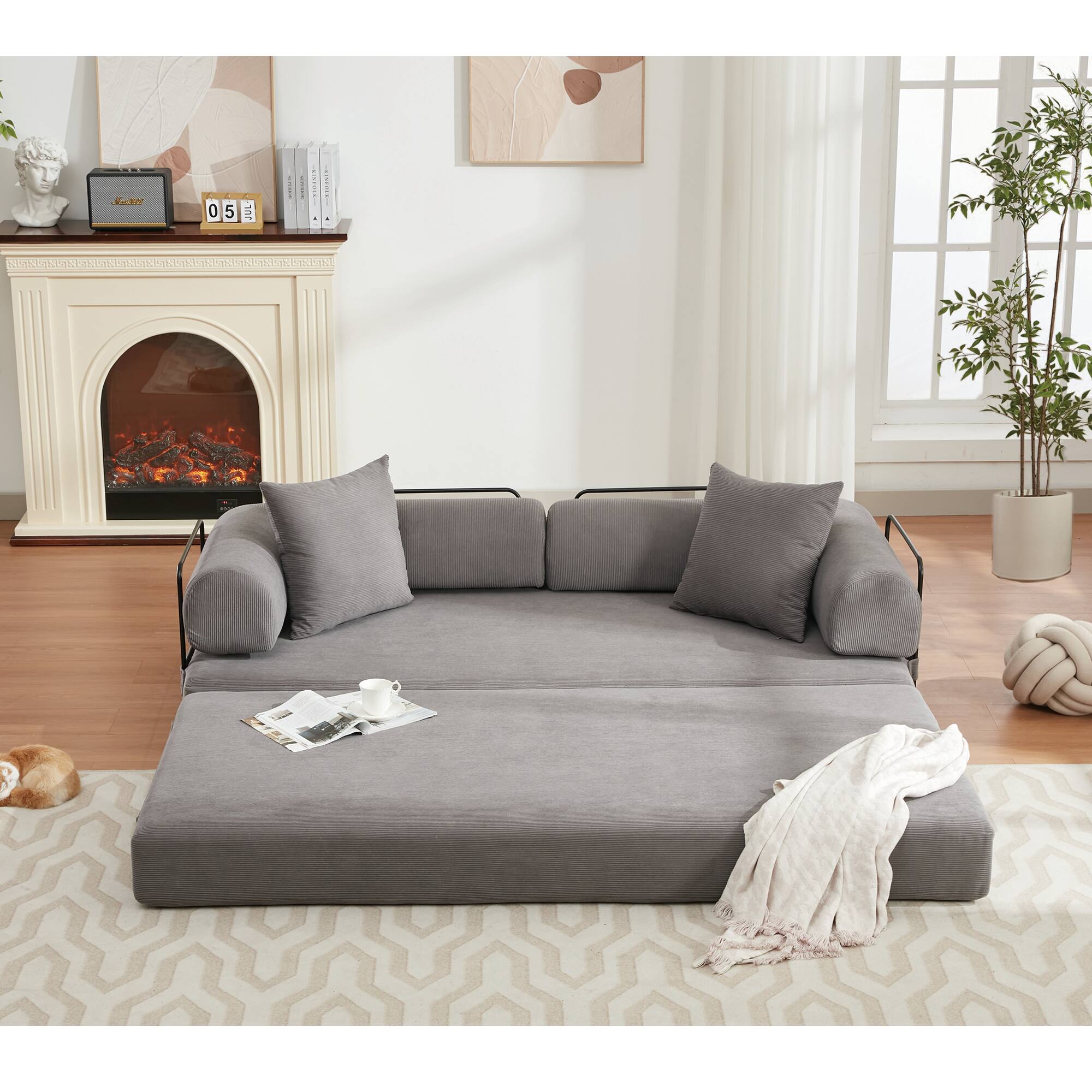 Alt View 2. Trinkets Crazed - Folding Convertible Out Sleeper Sofa Bed, 4-in-1 DIY Combination Convertible Sofa, Folding Sleeper Sofa - Antique Gray.