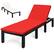 Front. Costway - Patio Rattan Lounge Chair Chaise Recliner Adjust Cushion Cover - Red/Off white.