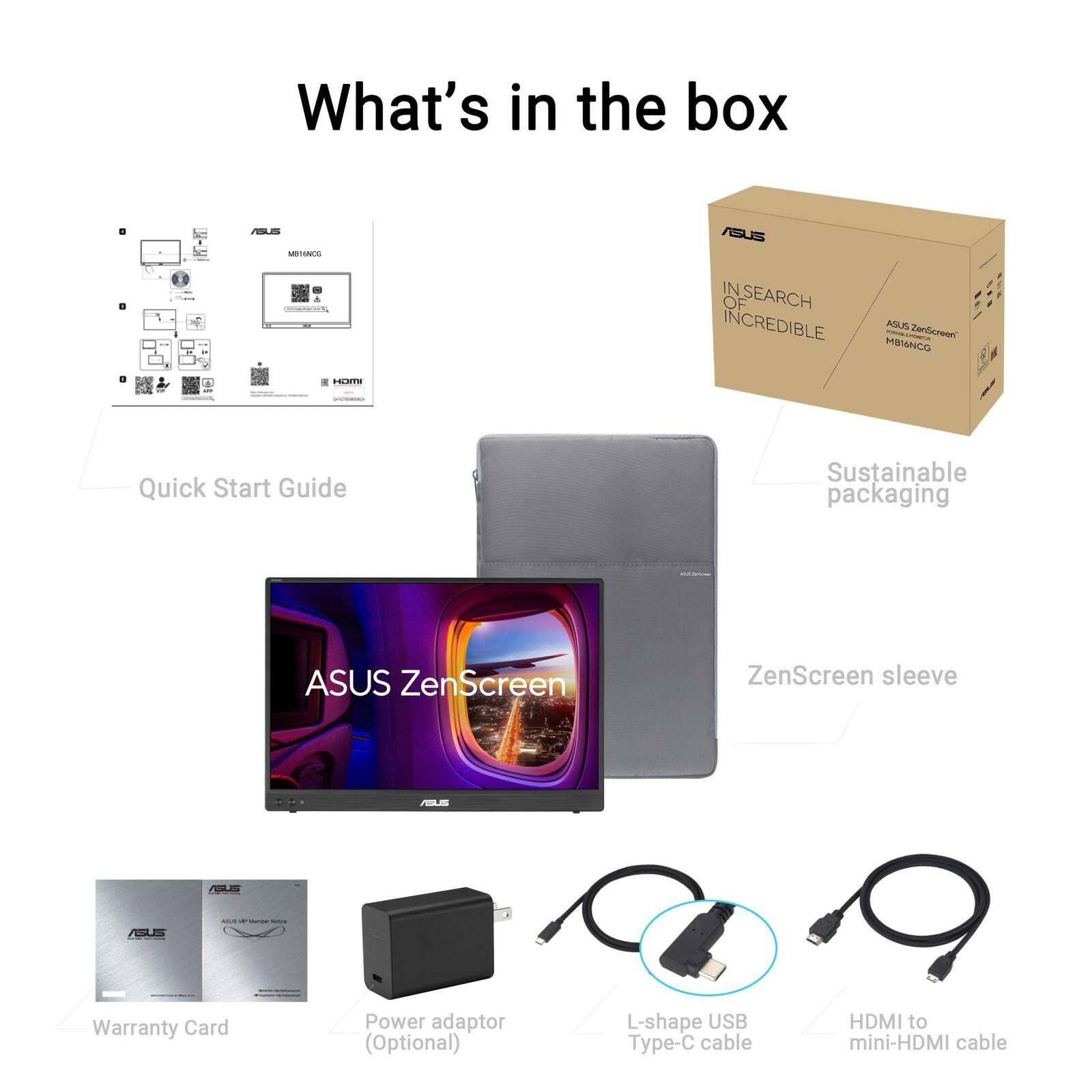 ASUS ZenScreen 16 inch WQXGA Full HD 155Hz USB C IPS Portable