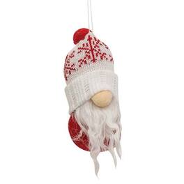 BreeBe - *Red & White Snowflake Beanie Gnome Ornament - Red, White