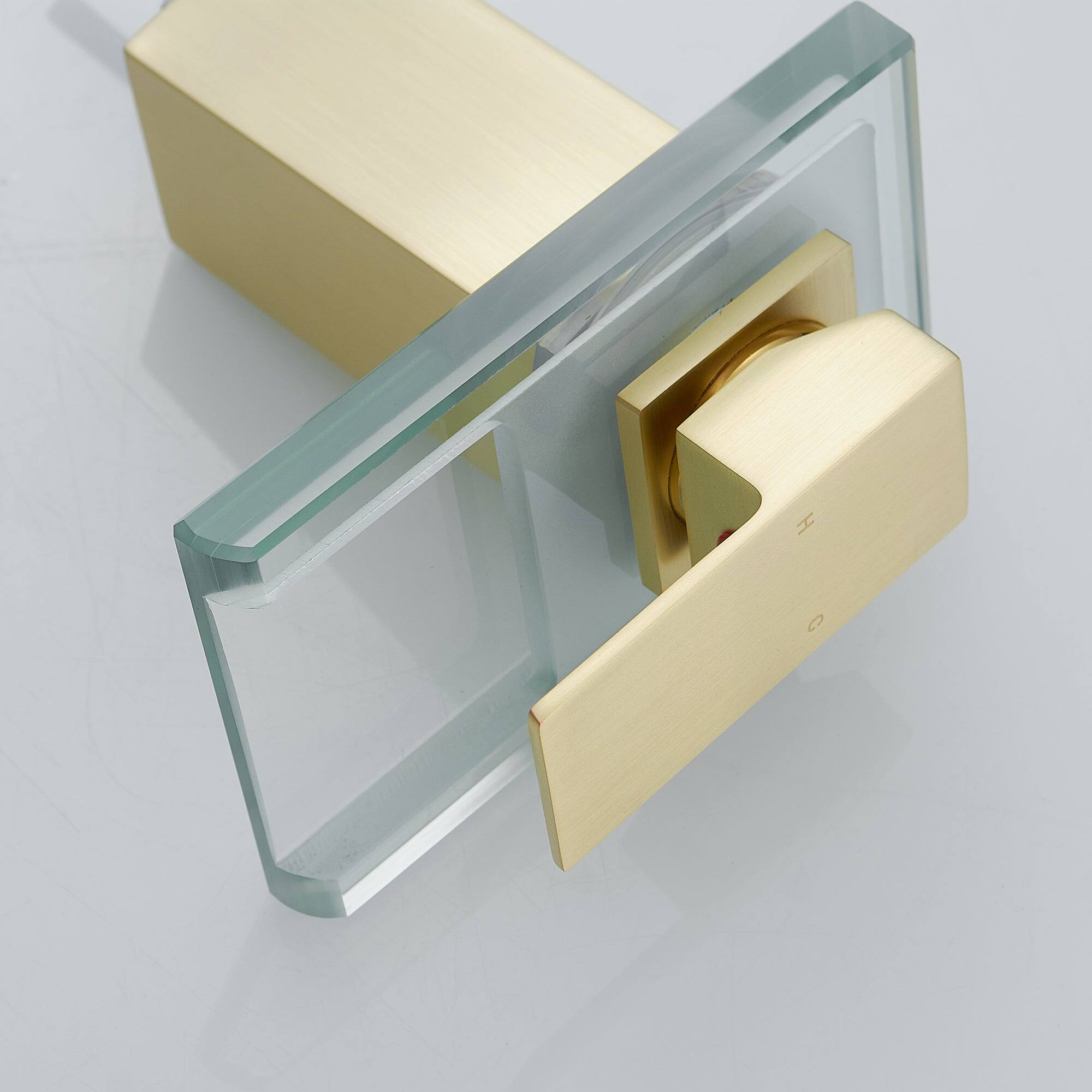 Back. Boyel Living - Brass Single Handle Single Hole Bathroom Faucet Brushed Gold with LED Temperature Sensor and Supply Hoses Easy Install - Brushed Gold.