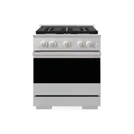 ZLINE - 30 in. 4.2 cu. ft. Marino Dual Fuel Freestanding Range with 4 Brass Burner Gas Cooktop and Electric Convection Oven - Stainless Steel