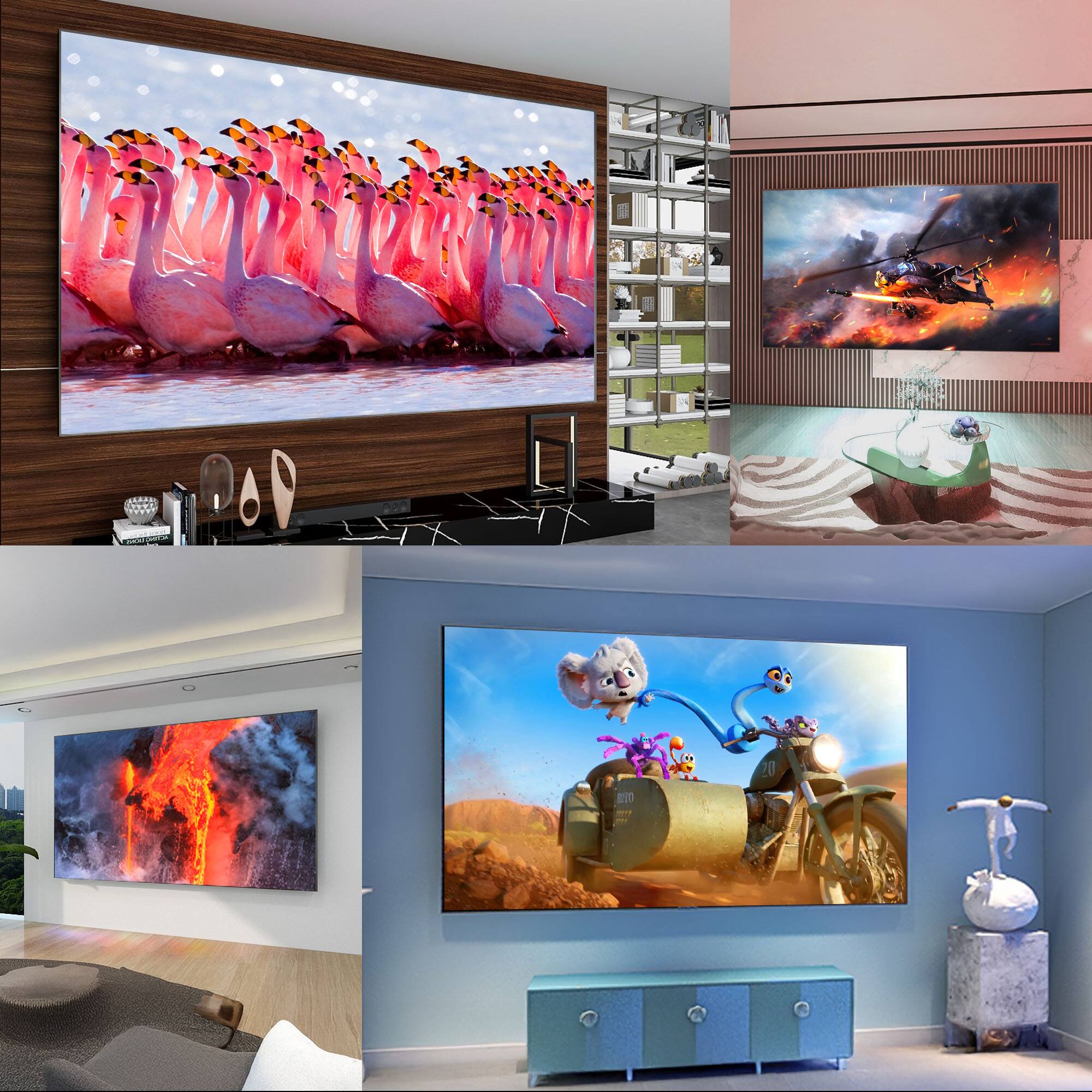 Alt View 7. WEMAX - 100" Lenticular Ambient Light Rejection (ALR) Fixed Frame Ultra Short Throw (UST) Projector Screen,4K/8K Active 3D.