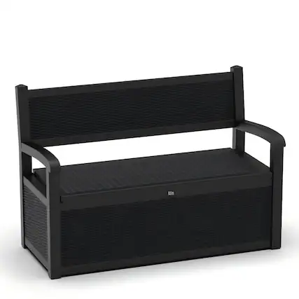 Front. Chic Crate - 70-Gal Resin Bench Deck Storage Box - Black.