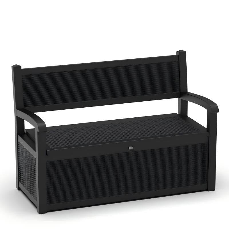 Front. Chic Crate - 70-Gal Resin Bench Deck Storage Box - Black.