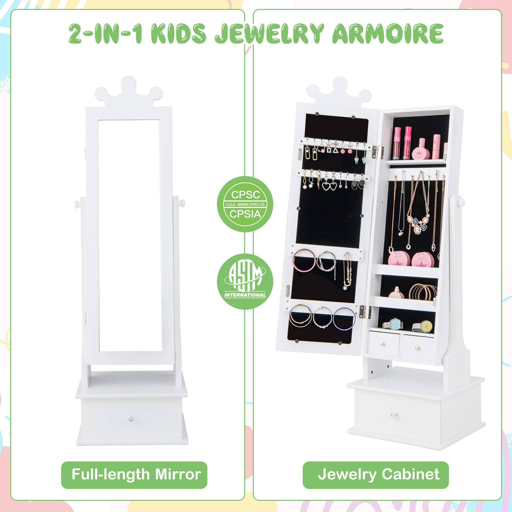 2-IN-1 KIDS JEWELRY ARMOIRE
Full-length Mirror
Jewelry Cabinet
CPSC USA WWW.UPL.U CPSIA SM INTERNATIONAL