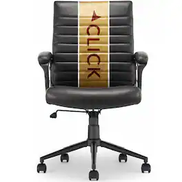 Click365 - Executive Office Desk Chair with Padded Wrap Backrest & Arms Ergonomic Leather Office Chair with Lumbar Support - Black