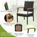 The text on the image is grouped and corrected as follows:
1. Ergonomic Backrest
2. Adjustable Footpads of Front Legs
3. Patio Wicker Dining Chair
4. Sturdy X-Shaped Metal Frame
5. Acacia Wood Armrests