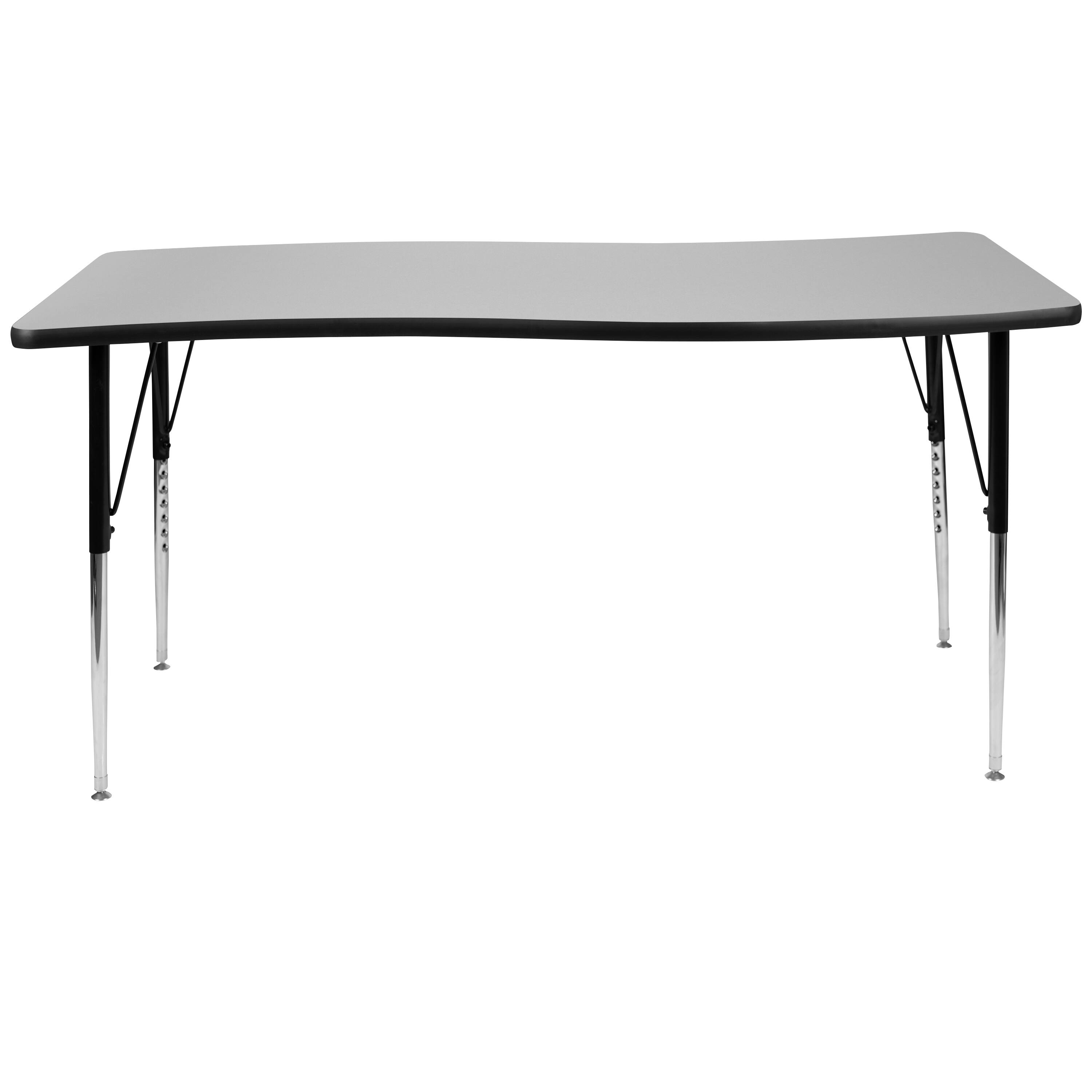 Alt View 5. Emma + Oliver - 26"W x 60"L Rectangle Wave Flexible Collaborative Adjustable Height Activity Table - Grey.