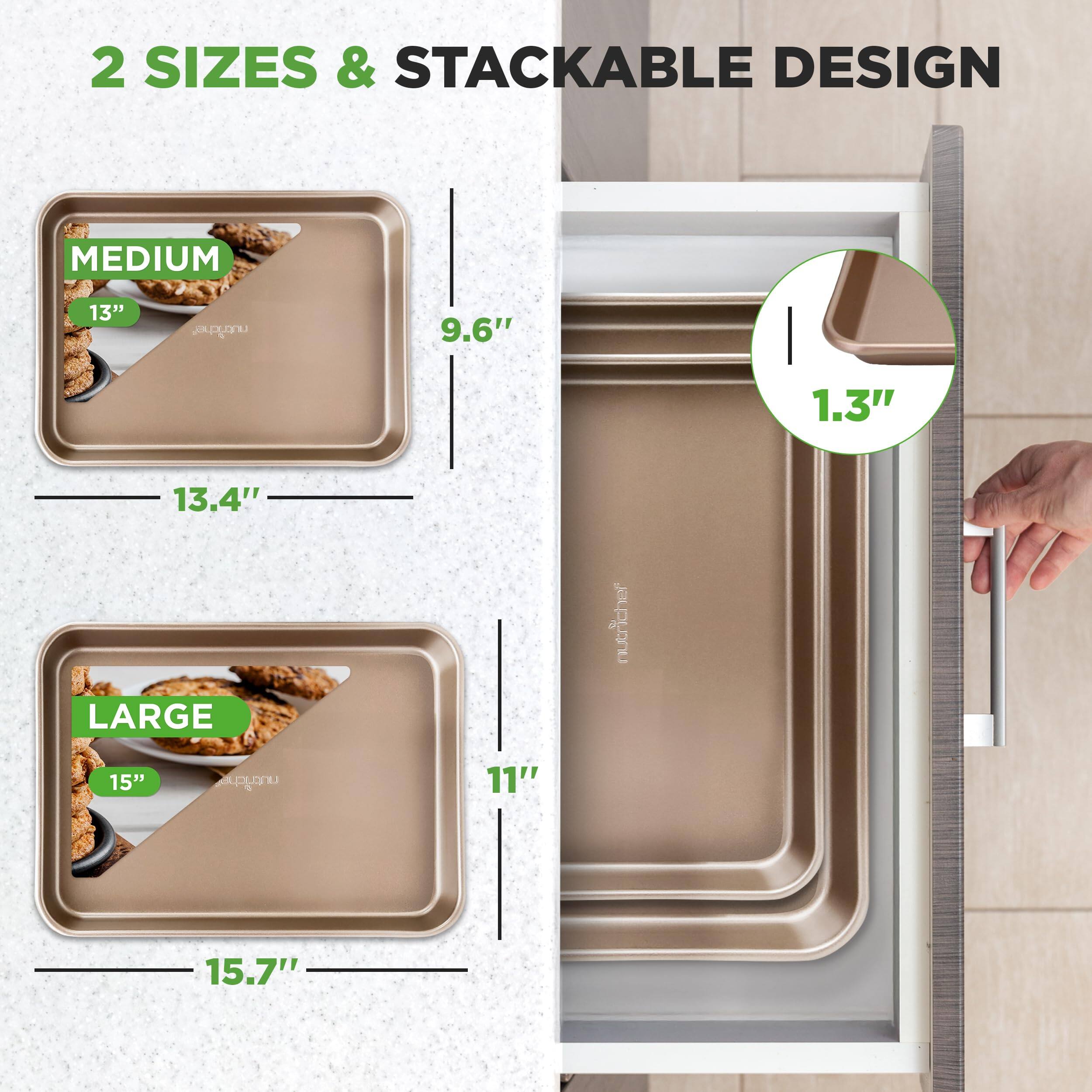 2 SIZES & STACKABLE DESIGN

MEDIUM
13" x 9.6" x 1.3" (13.4")

LARGE
15" x 11" x 1.3" (15.7")