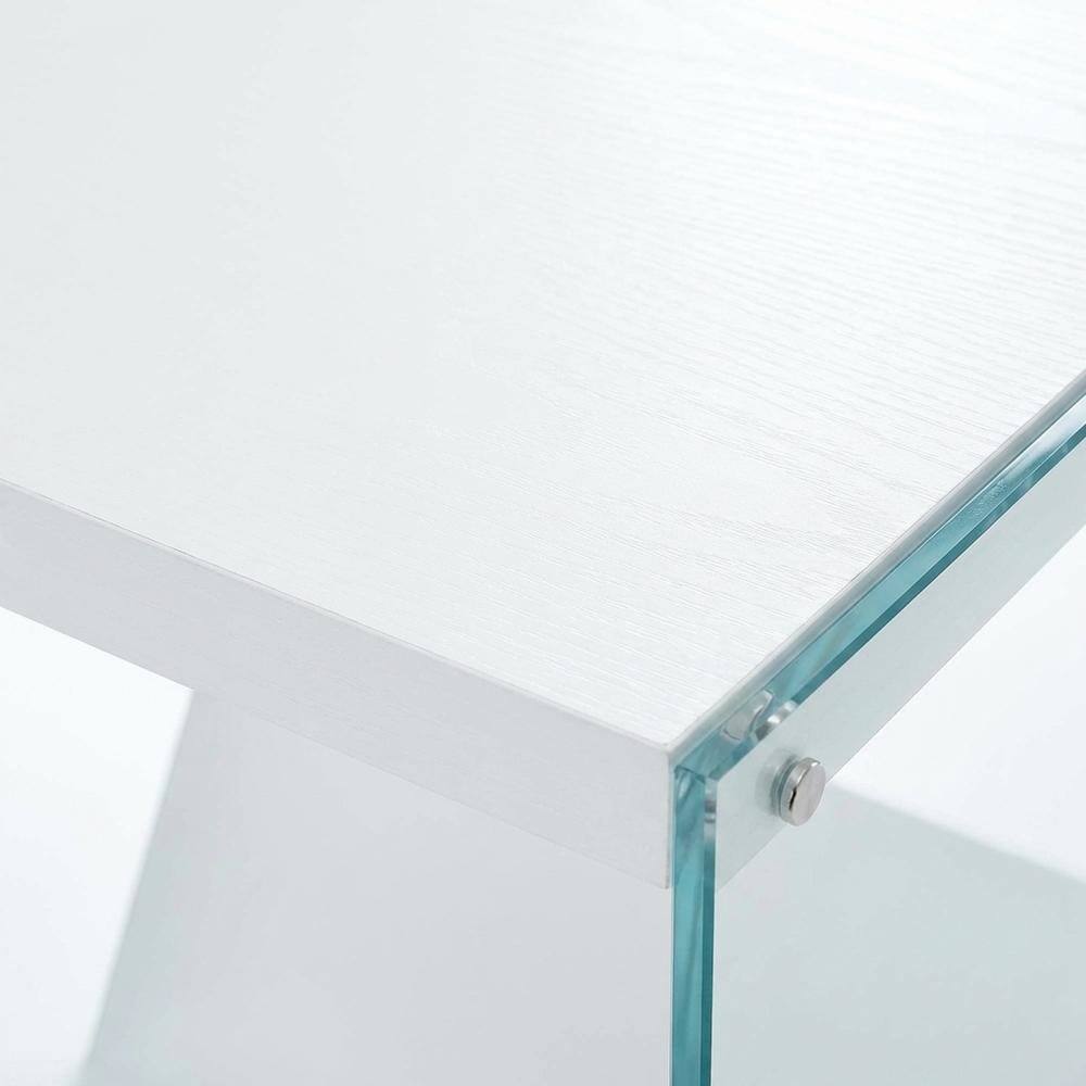 Alt View 3. FurniFact - Black Wood End Table with Storage Shelf and Modern Design - White.
