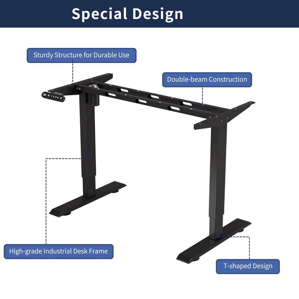 Special Design  
Sturdy Structure for Durable Use  
Double-beam Construction  
High-grade Industrial Desk Frame  
T-shaped Design