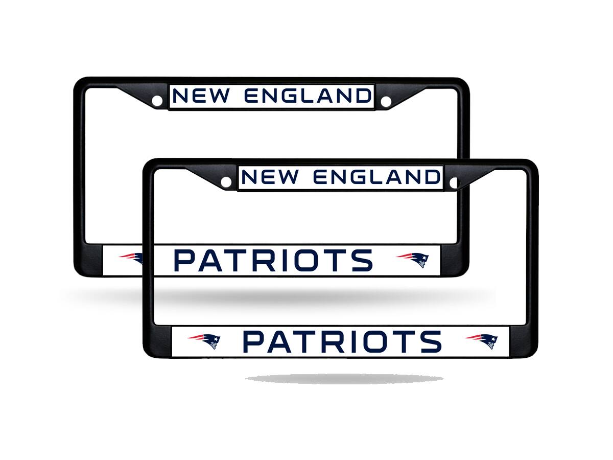 New England Football Patriots Metal License Plate Black Frame - Set of 2 Frames