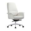Front. LeisureMod - Summit Leather Office Chair with Durable Metal Frame, Adjustable Height, Swivel, Tilt, and Plush Cushion Support - White.