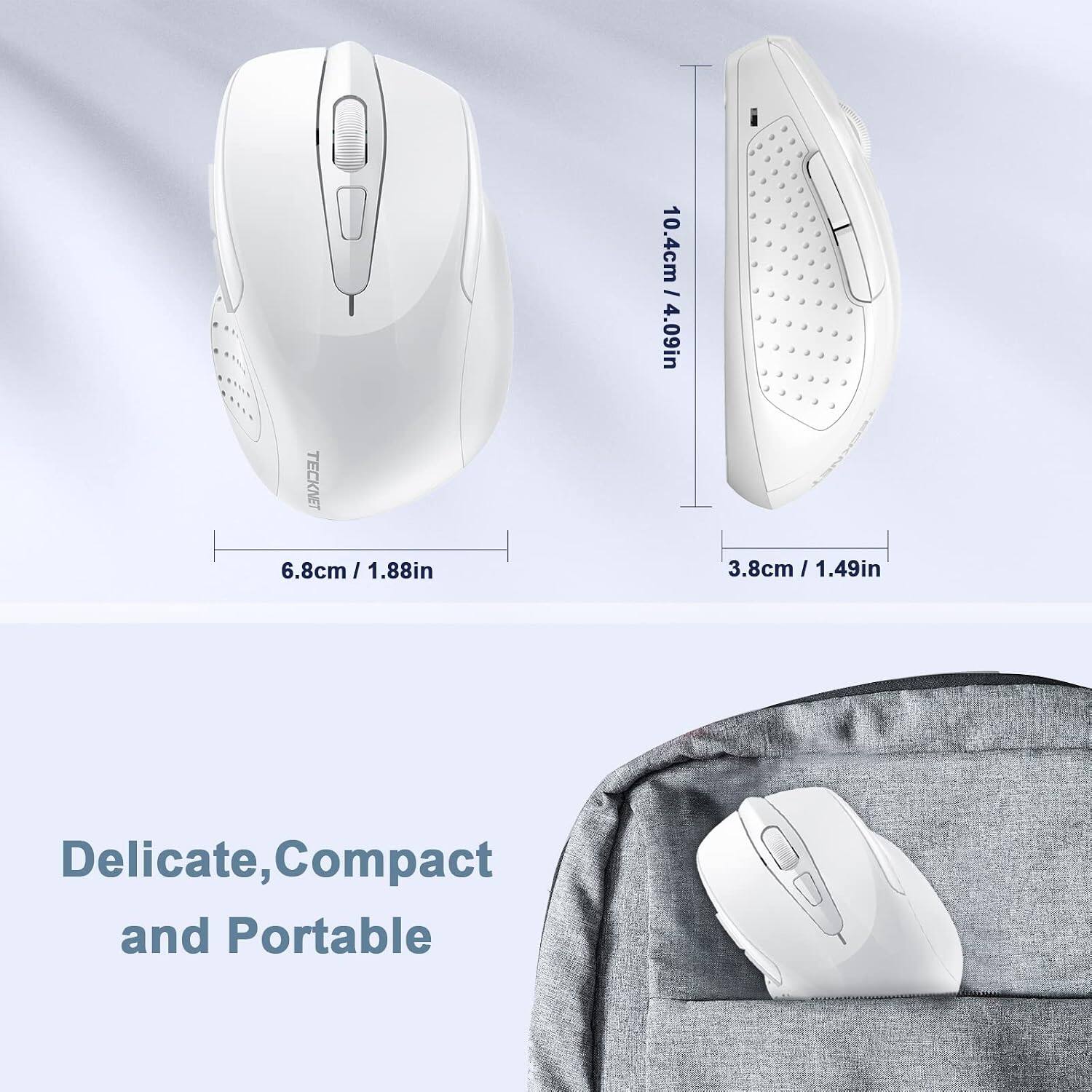 TECKNET  
6.8cm / 1.88in  
10.4cm / 4.09in  
3.8cm / 1.49in  

Delicate, Compact and Portable