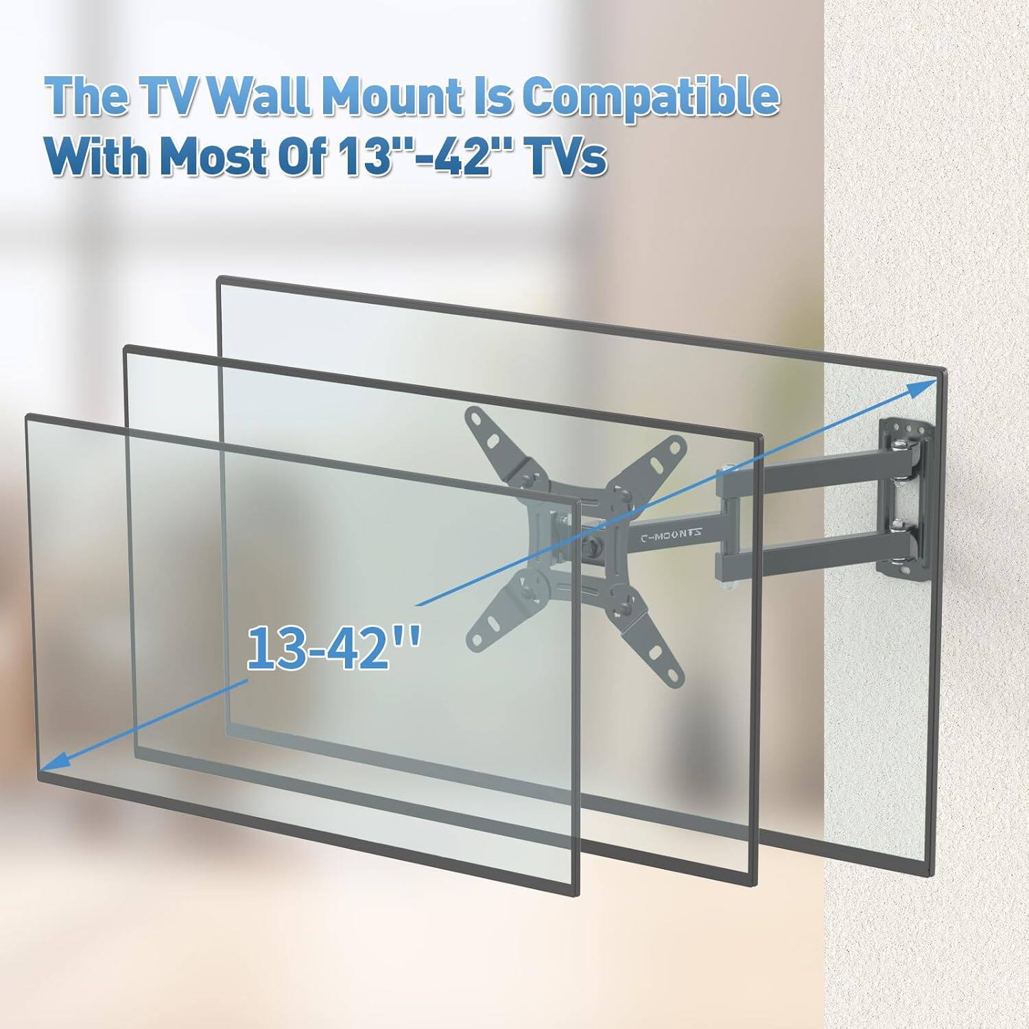 The TV Wall Mount Is Compatible With Most Of 13"-42" TVs

13-42"