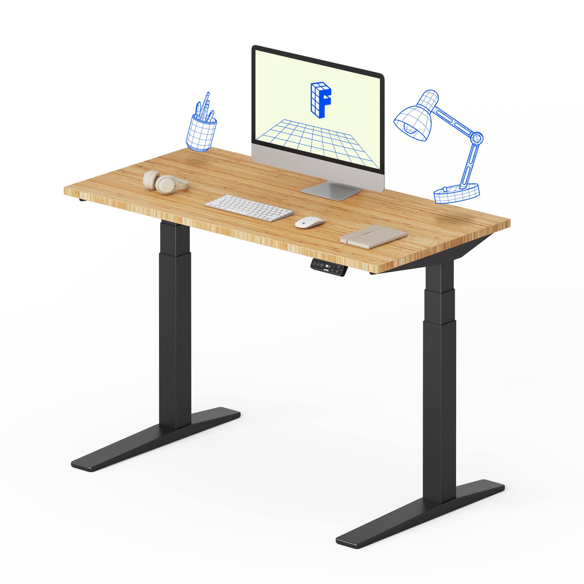 Alt View 6. FlexiSpot - FlexiSpot E7Pro 48''W Electric Adjustable Standing Desk, Bamboo/Black - Bamboo.