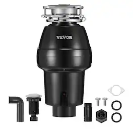 VEVOR - Garbage Disposal, 1/2 HP 3450RPM Continuous Feed Food Waste Disposer, 3-Bolt Mount Food Waste Grinding System - Black