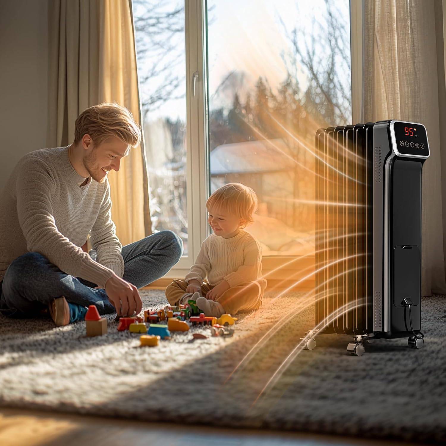 Alt View 8. Winado - Oil Filled Radiator Heater, 1500W Portable Space Heater with Adjustable Thermostat,Remote &APP Control, Tip-Over Protect - Black.
