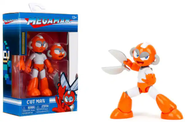 The text on the image is: "MEGAMAN CUT MAN 13+"
Corrected and grouped text: "MEGAMAN CUT MAN 13+"