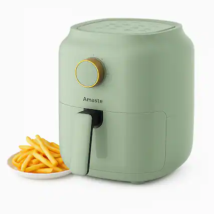Front. ZACHVO - ZACHVO 360° Hot Air Fryer, Non-Stick, Power Memory, Cord Storage, 1500W - Green.
