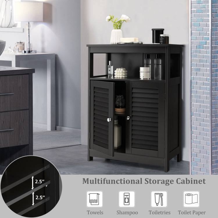 Multifunctional Storage Cabinet

2.5" Towels  
2.5" Shampoo  
Toiletries  
Toilet Paper