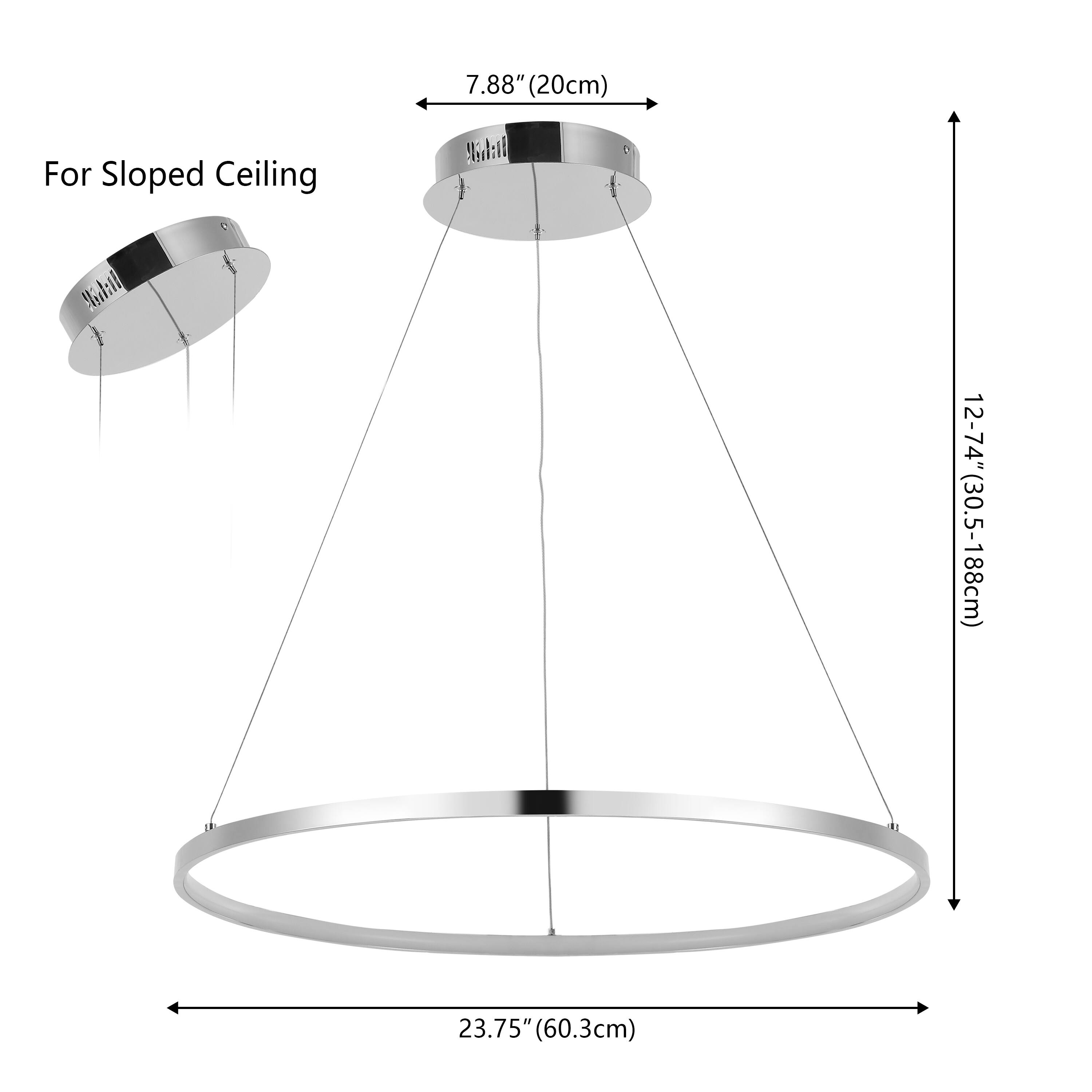 7.88" (20cm) For Sloped Ceiling  
12-74" (30.5-188cm)  
23.75" (60.3cm)