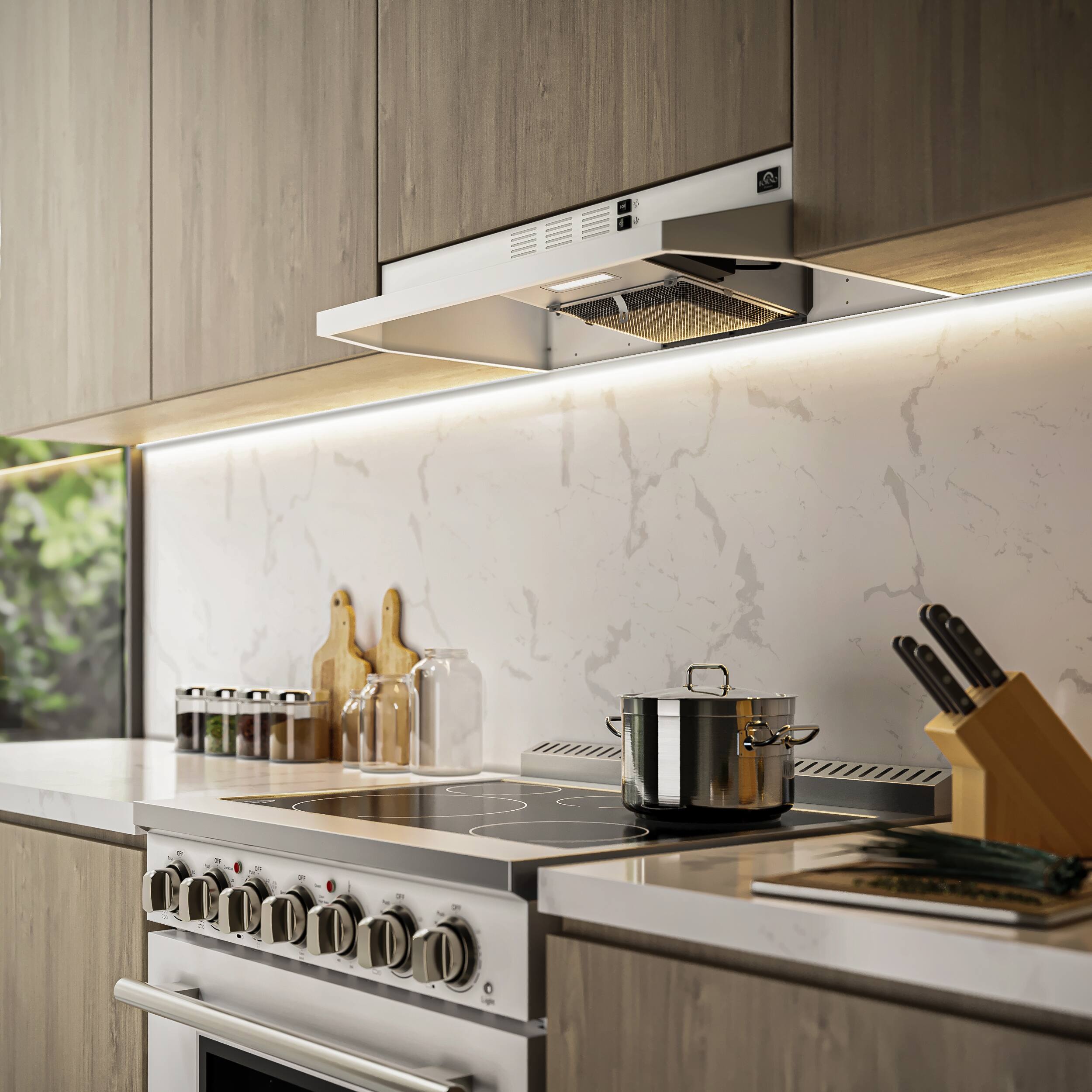 Alt View 5. Forno Appliances - Cappa 30" Under Cabinet Convertible Range Hood - White.