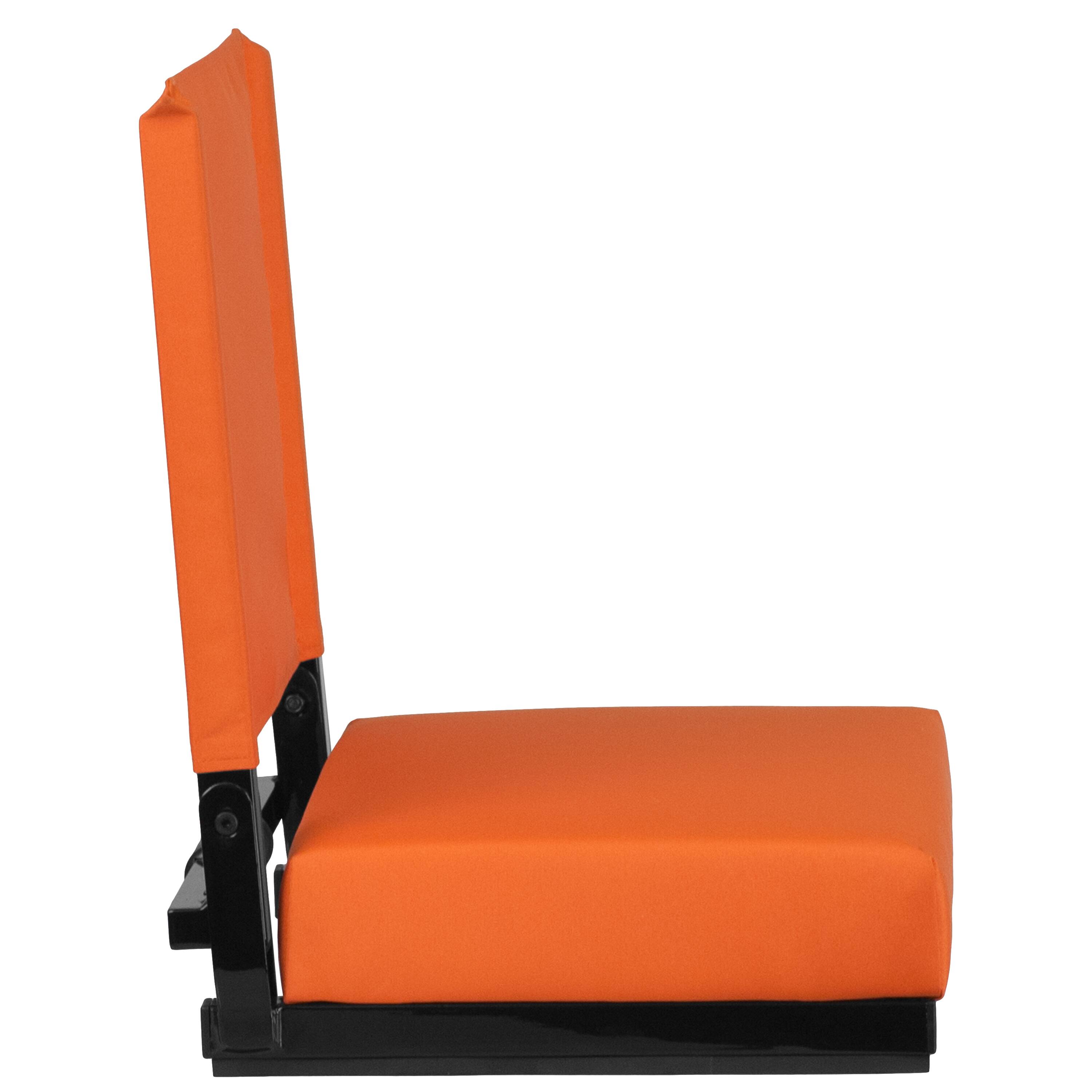 Alt View 7. Emma + Oliver - Set of 2 500 lb. Rated Lightweight Stadium Chair with Ultra-Padded Seat - Orange.