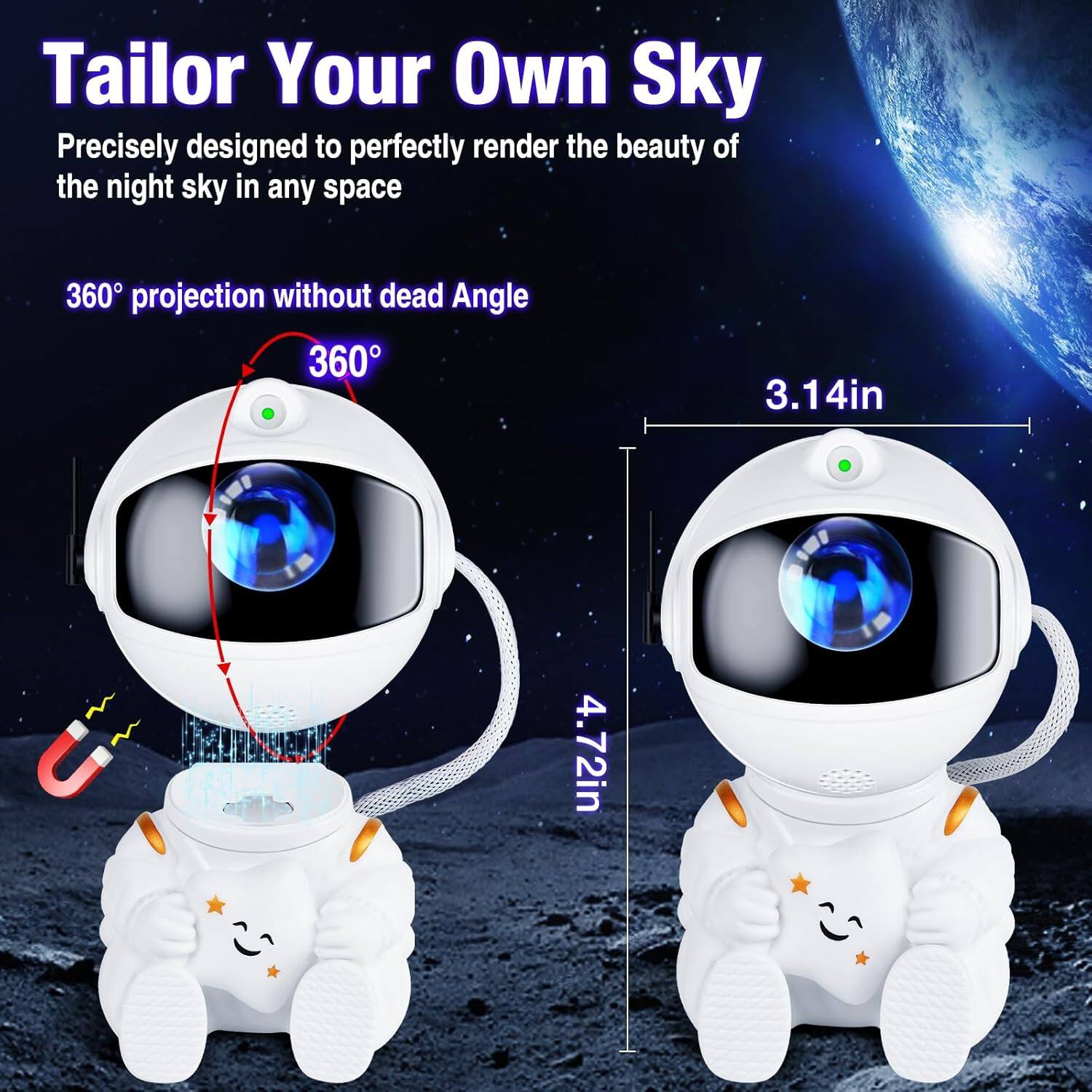 Tailor Your Own Sky  
Precisely designed to perfectly render the beauty of the night sky in any space  

360° projection without dead Angle  

3.14in  
4.72in