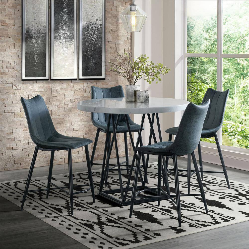 Alt View 4. Picket House Furnishings - Conner Counter Height Dining Table - White/ Gun Metal.