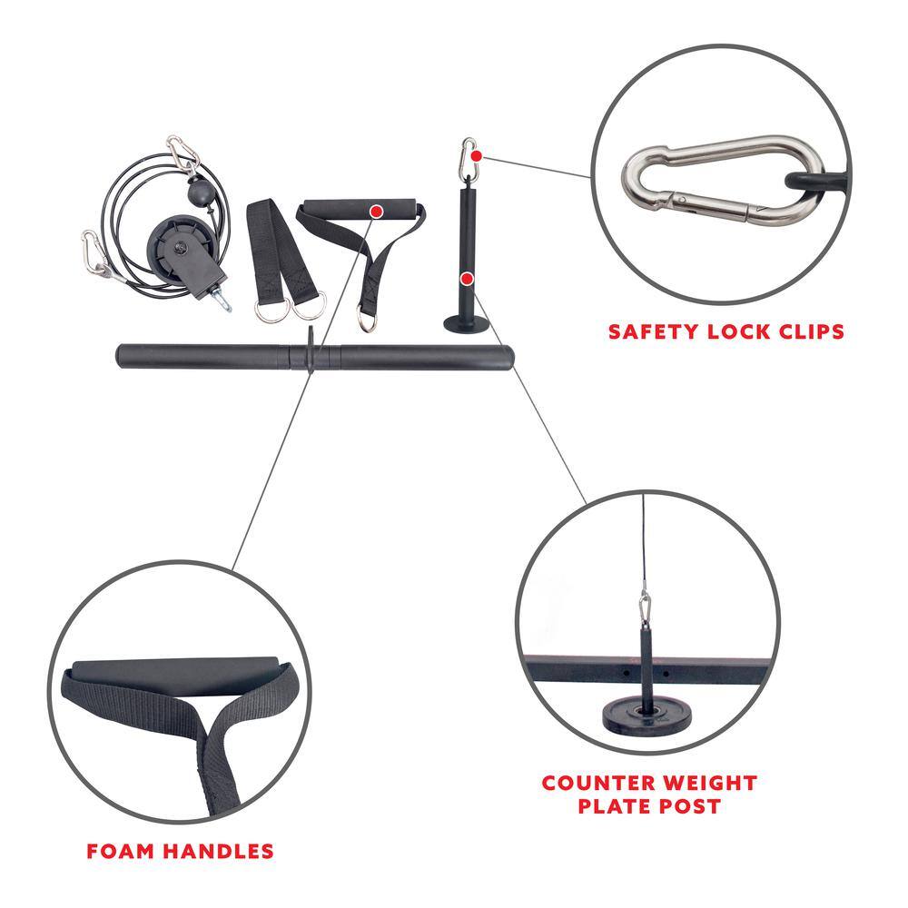 SAFETY LOCK CLIPS  
COUNTER WEIGHT PLATE POST  
FOAM HANDLES