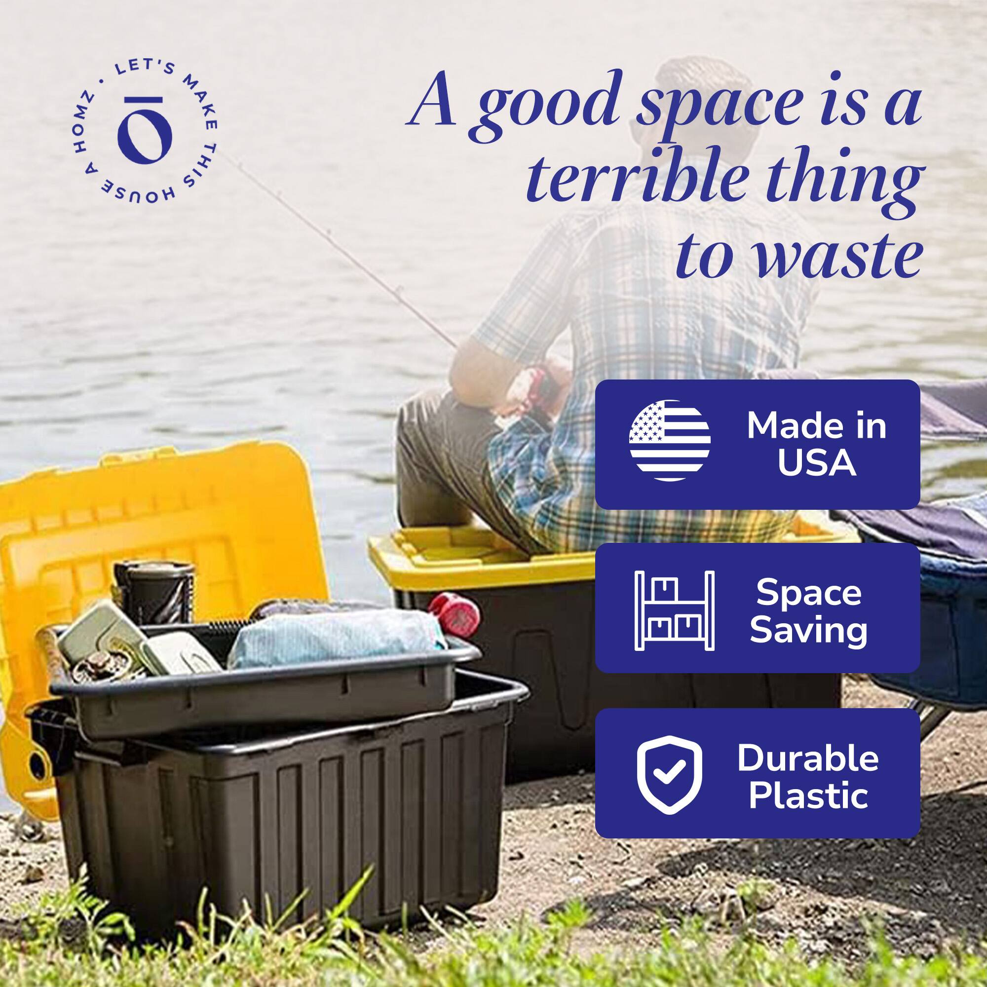 LET'S MAKE THIS HOUSE A good space is a terrible thing to waste  
Made in USA  
Space Saving  
Durable Plastic
